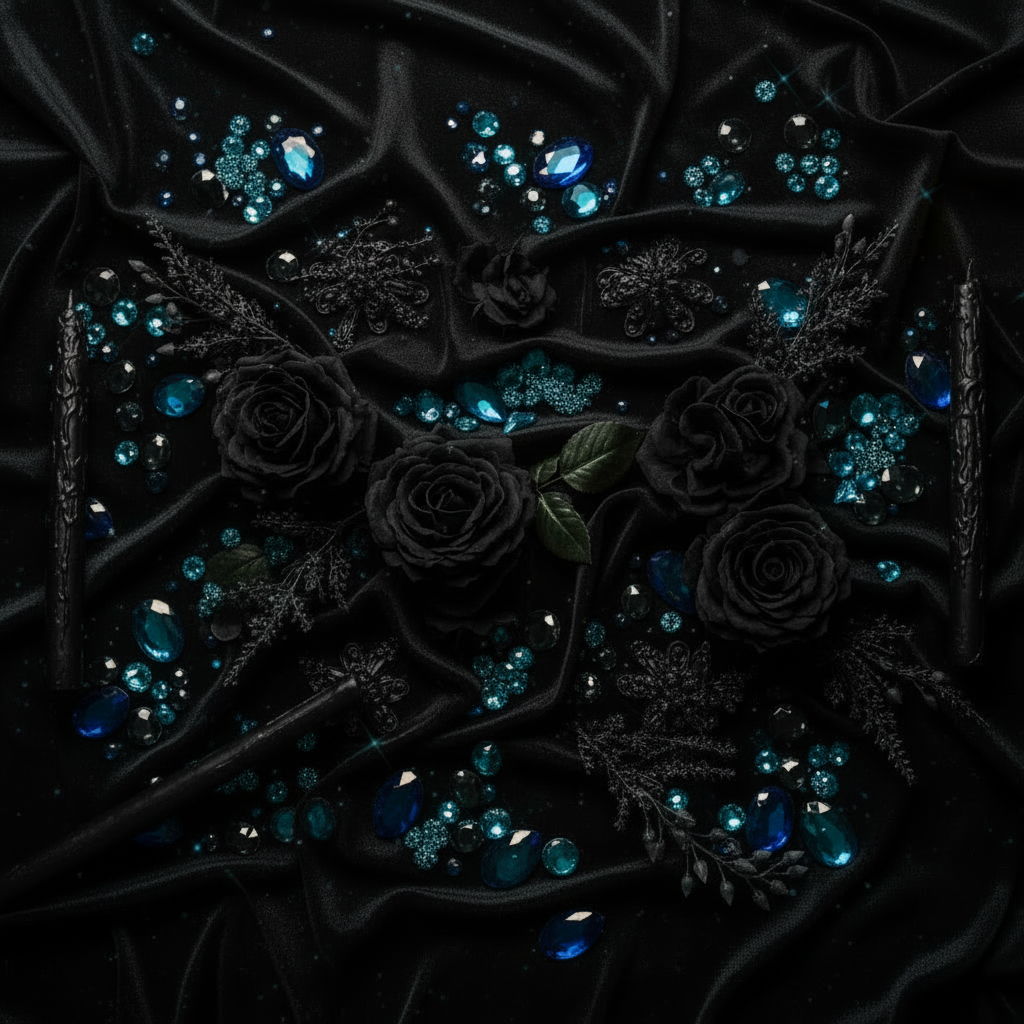 Dark & Moody Glam - With Silver Rhinestones