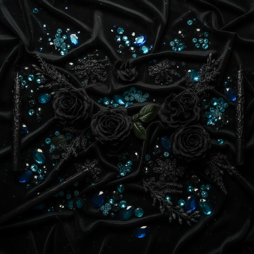 Dark & Moody Glam - With Silver Rhinestones